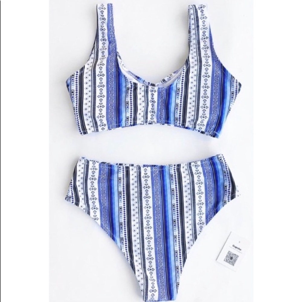 Cupshe | Face the Sea Blue Tribal Print Bikini